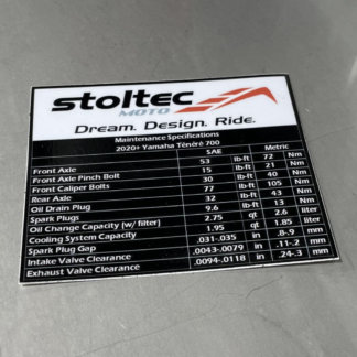 20+ Ténéré 700 Maintenance Spec Decal | Stoltec Moto